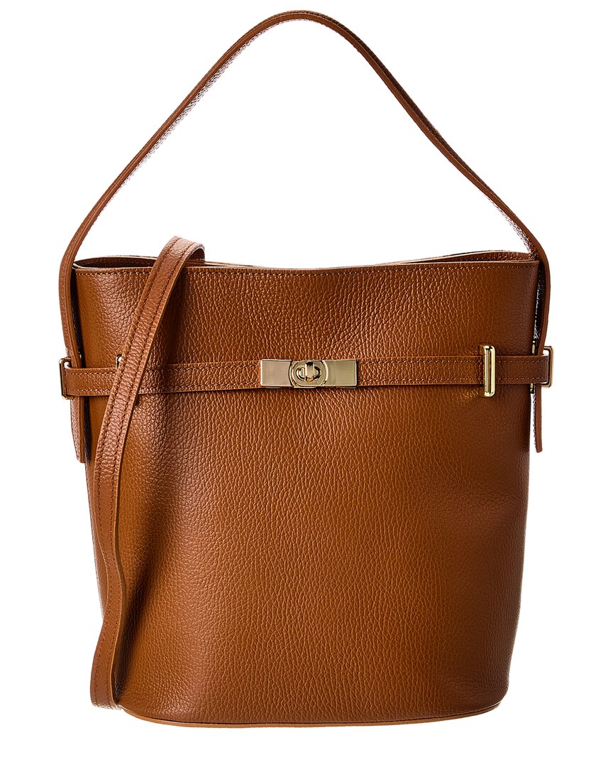 Italian Leather Top Handle Bucket Bag