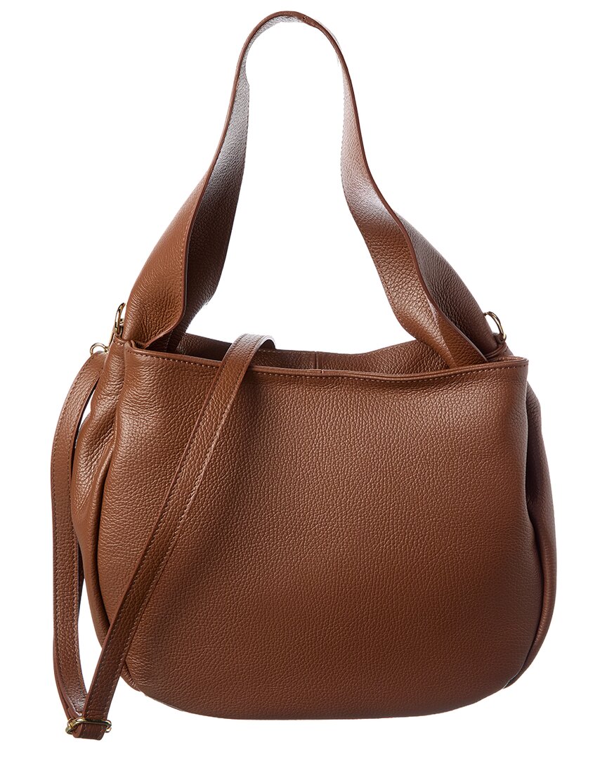 Italian Leather Shoulder Bag In Brown