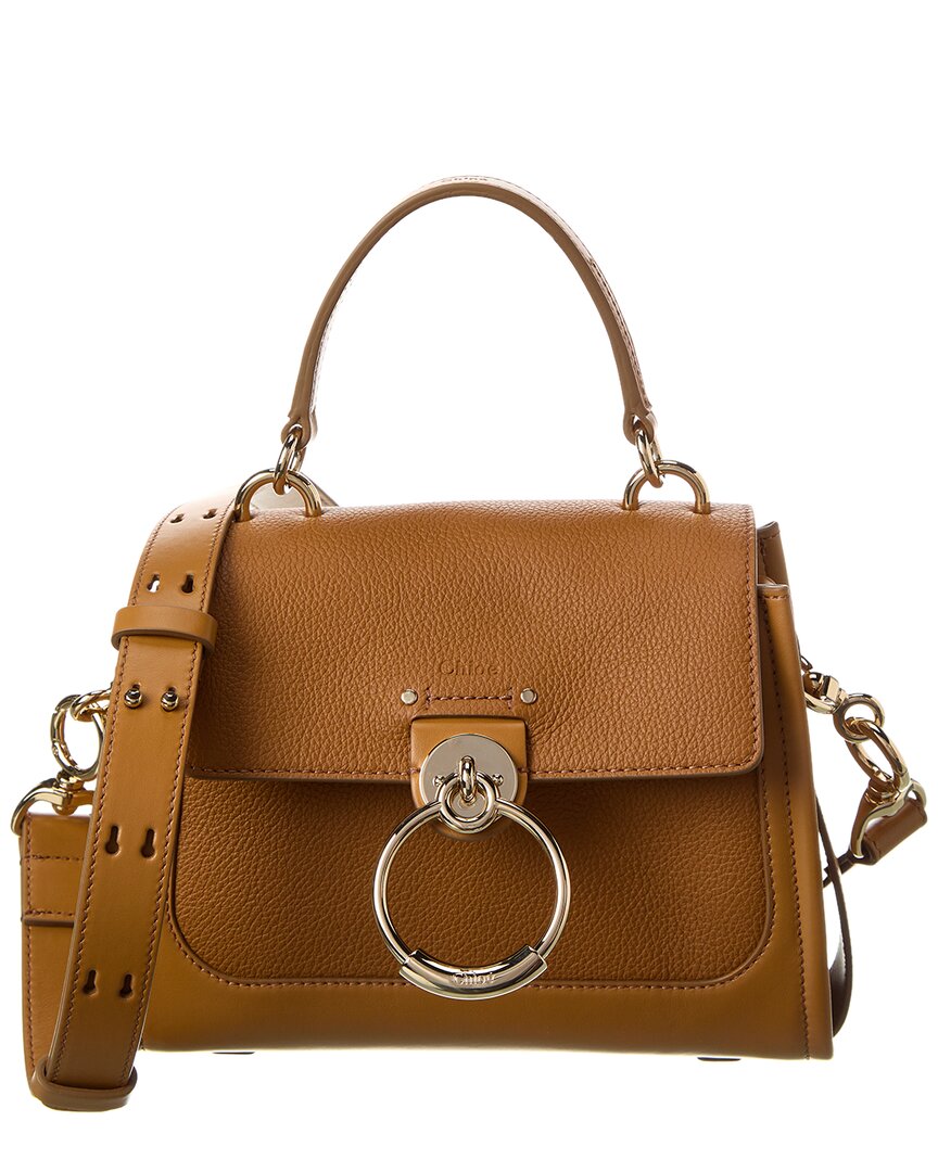 Shop Chloé Tess Day Mini Leather Shoulder Bag In Beige