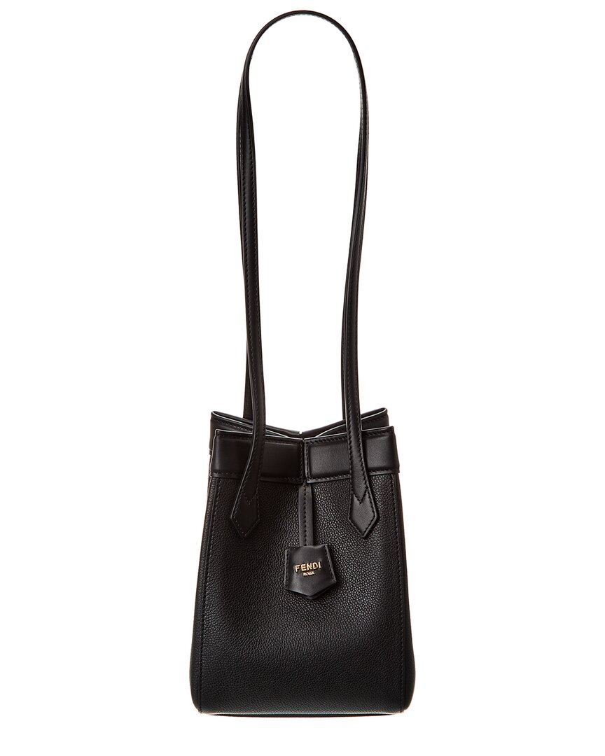 Shop Fendi Origami Mini Leather Shoulder Bag In Black