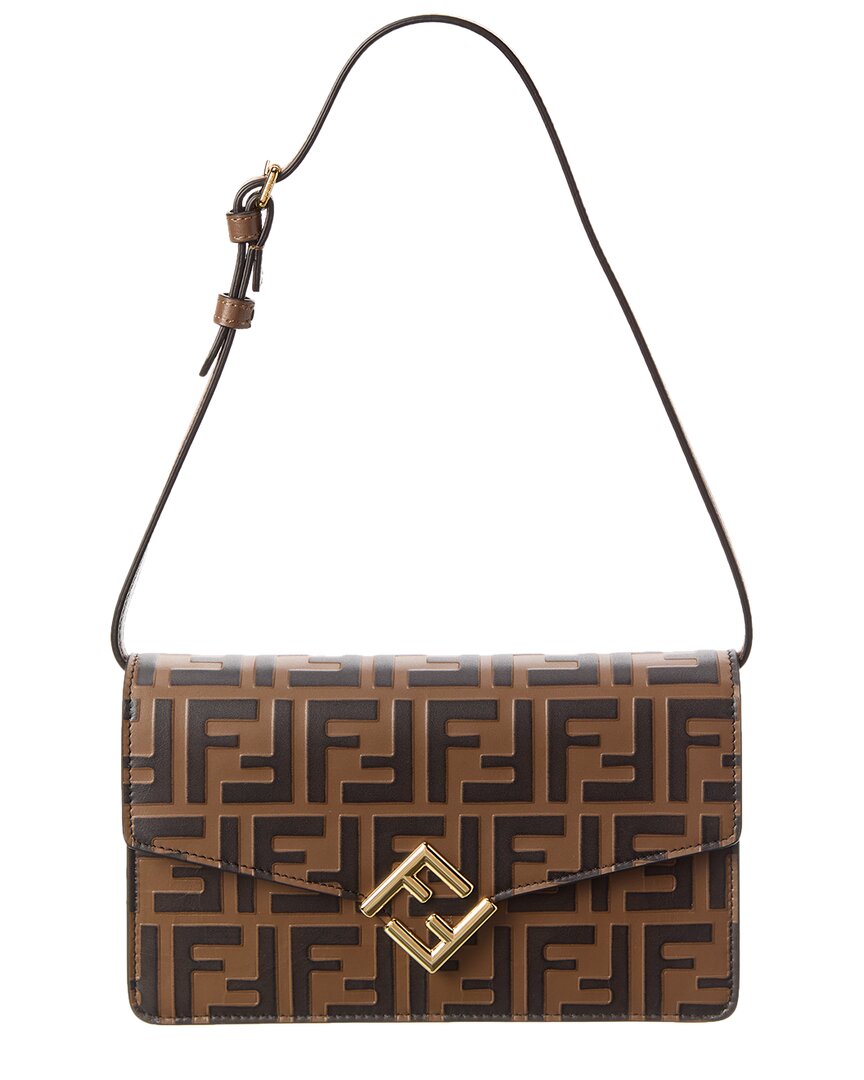 Fendi Ff Diamonds Chained Wallet In Brown