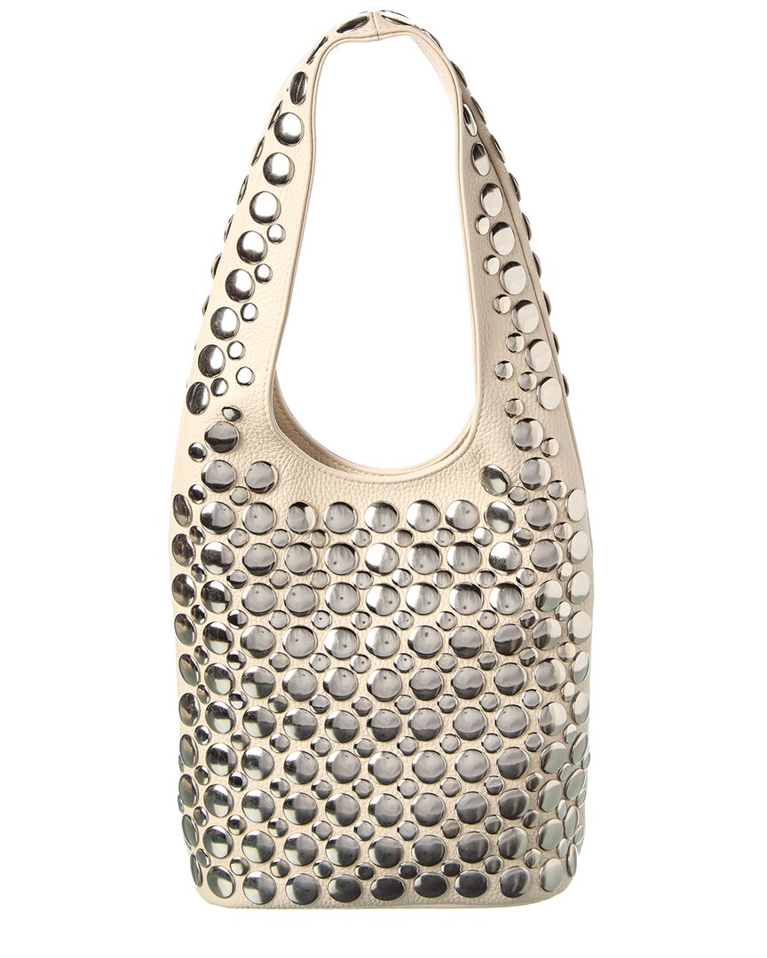 Isabella Rossetti Alice Studded Leather Shoulder Bag In Sand