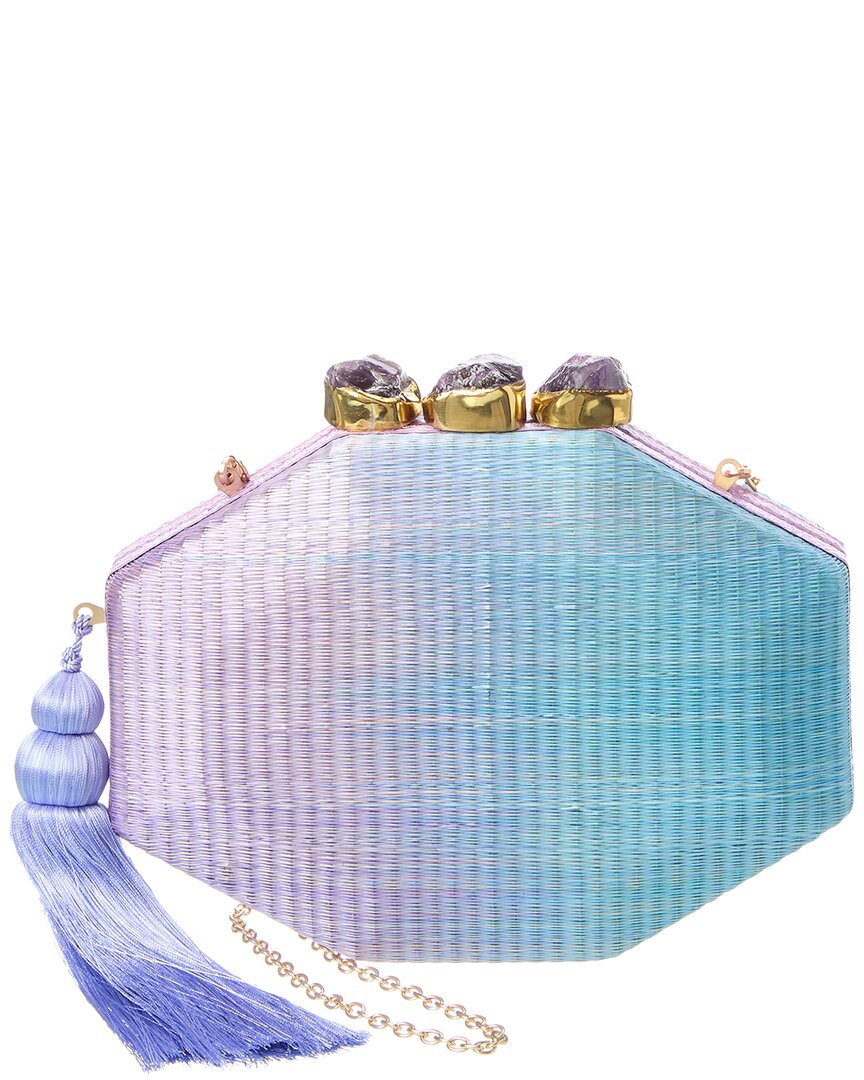 Rafe Rafé Sofia Straw Clutch In Purple