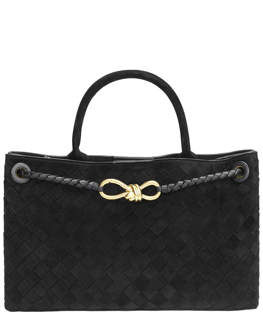 Tiffany & Fred Paris Tiffany And Fred Paris Woven Suede Leather Top Handle Satchel In Black