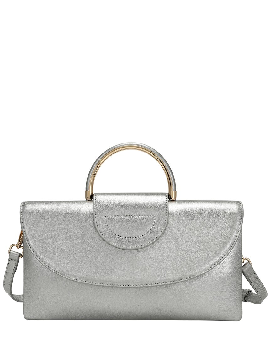 Tiffany & Fred Paris Tiffany And Fred Paris Metallic Leather Top Handle Clutch In Silver
