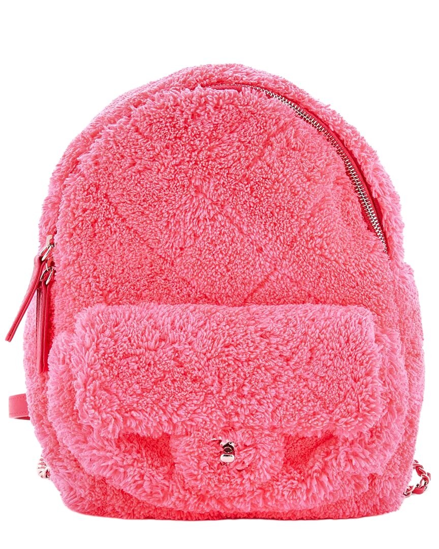 Pre-owned Chanel Pink Terry Cloth Ltd. Ed. Coco Beach Backpack (authentic Pre-loved)