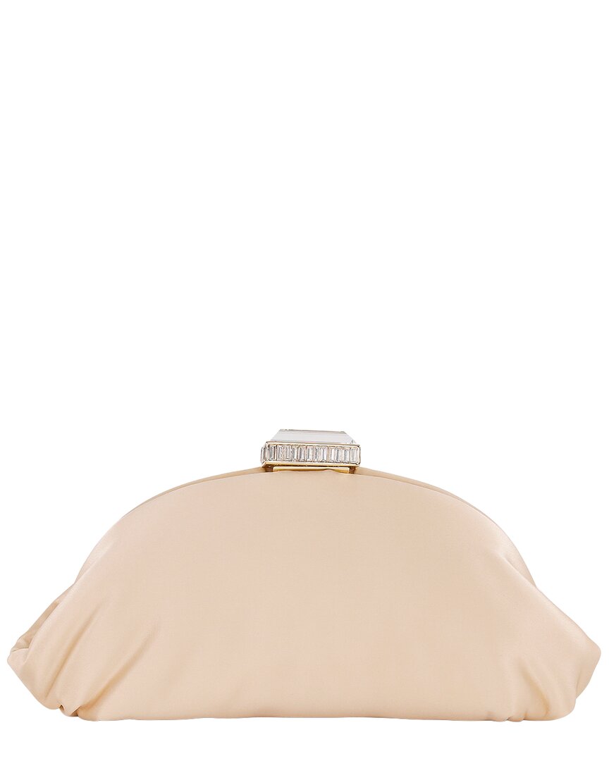 Badgley Mischka Leia Silk Clutch In Tan