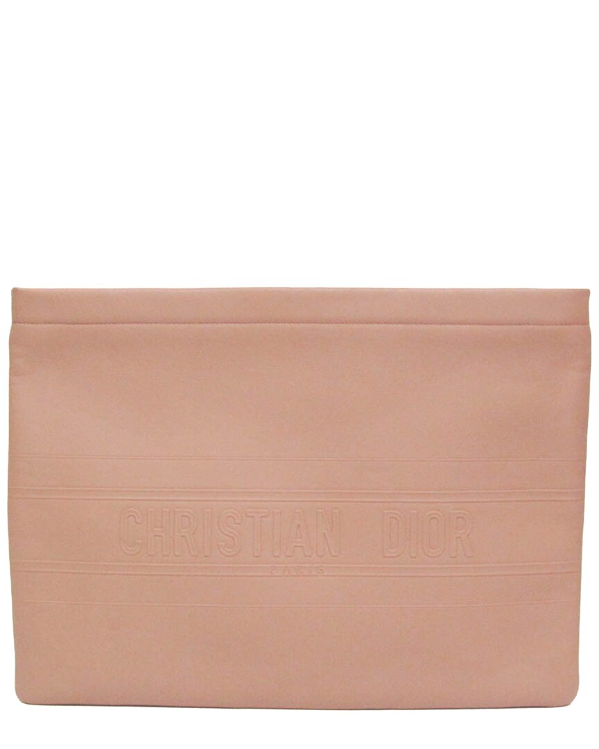 Dior Pink Beige Leather Clutch (authentic Pre-loved)