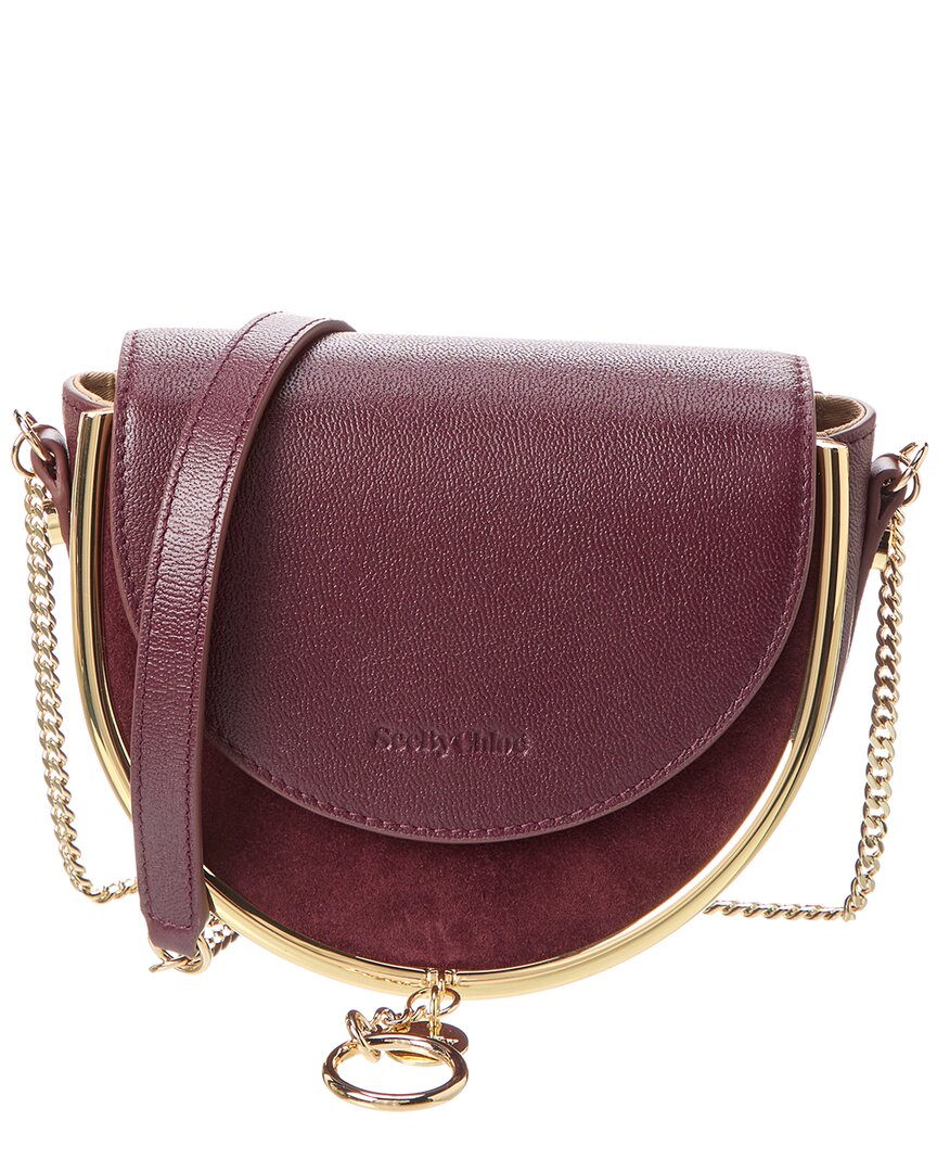 Shop See By Chloé Mara Leather & Suede Shoulder Bag In Red