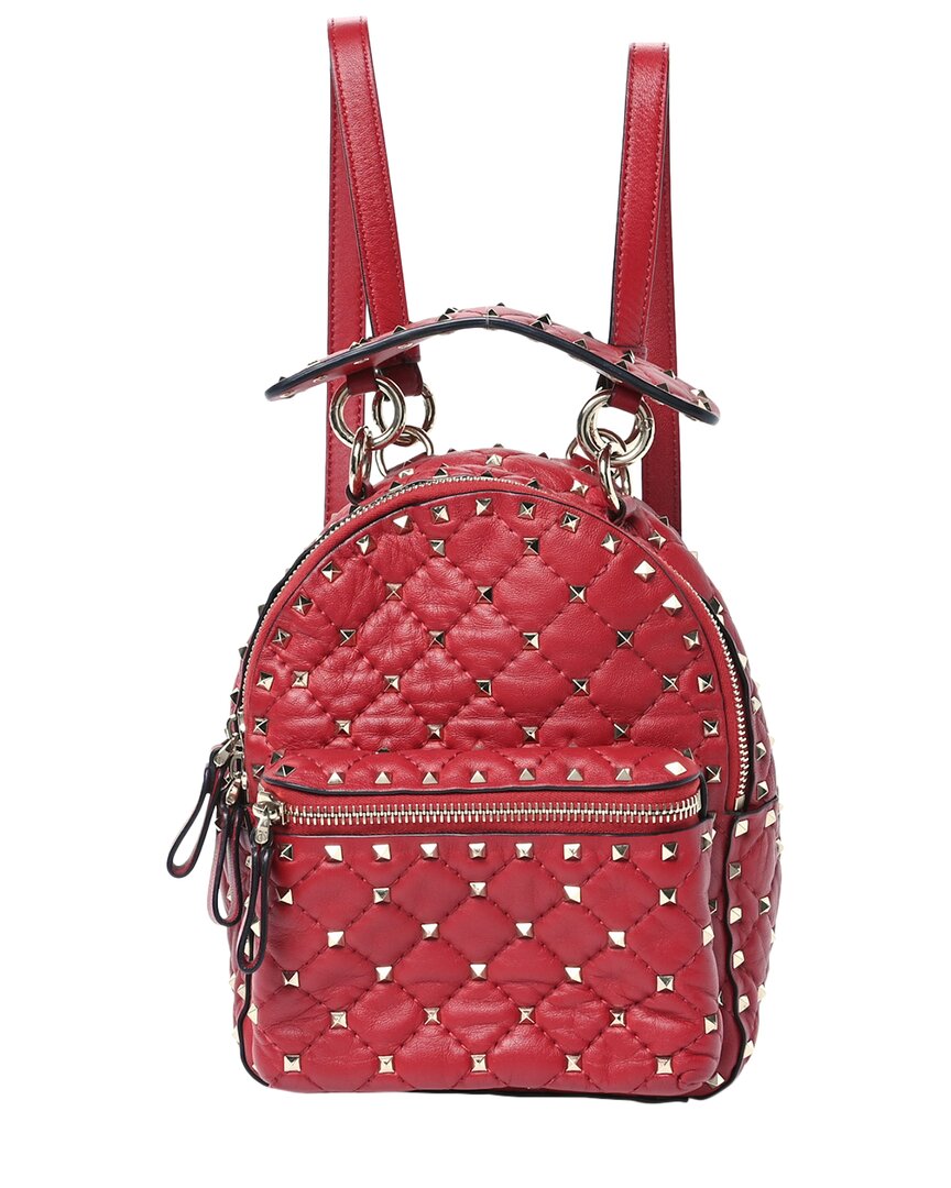 Valentino Garavani Valentino Rosso Nappa Leather Quilted Mini Rockstud Spike Backpack (authentic  Pre-loved)