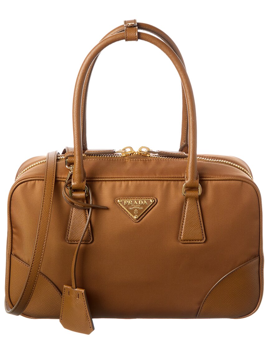 Prada Re-edition 1978 Medium Re-nylon & Saffiano Leather Two-handle Bag In Brown