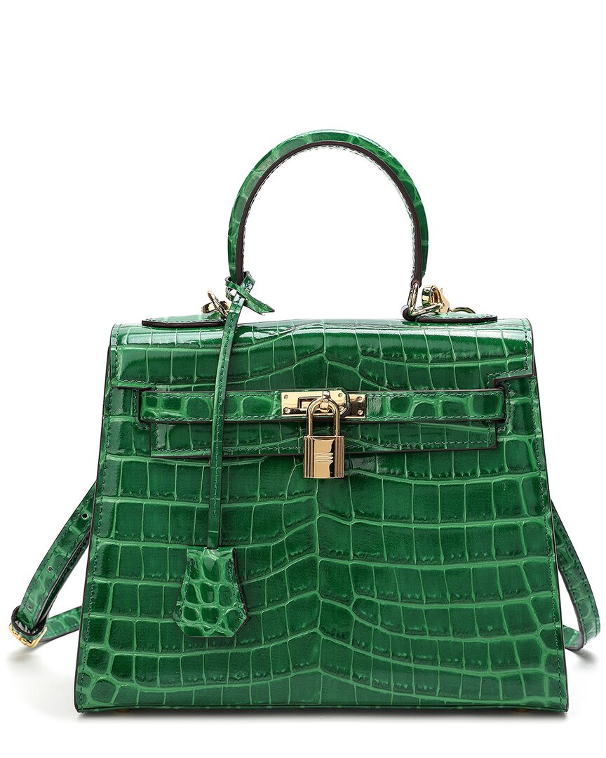 TIFFANY & FRED TIFFANY & FRED PARIS ALLIGATOR-EMBOSSED LEATHER SATCHEL
