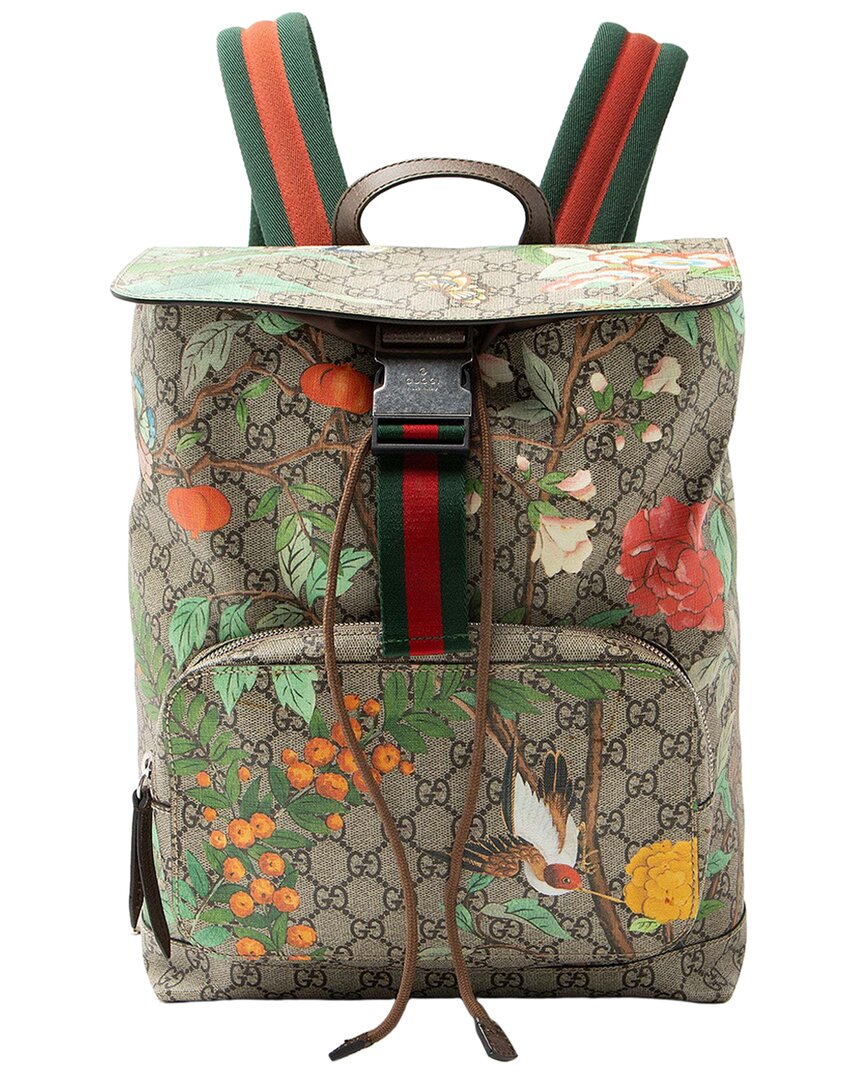 Gucci Gg Supreme Tian Drawstring Backpack (authentic Pre-loved)