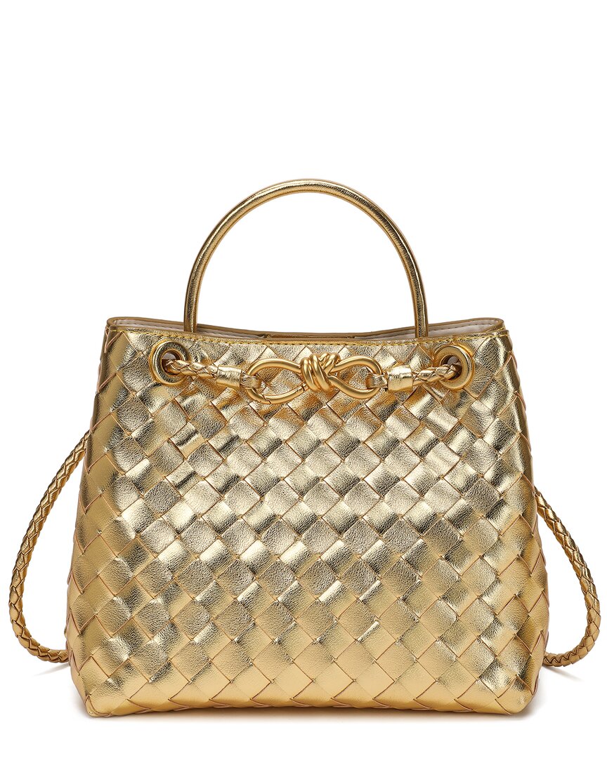 TIFFANY & FRED TIFFANY & FRED PARIS WOVEN LEATHER TOP HANDLE SHOULDER BAG