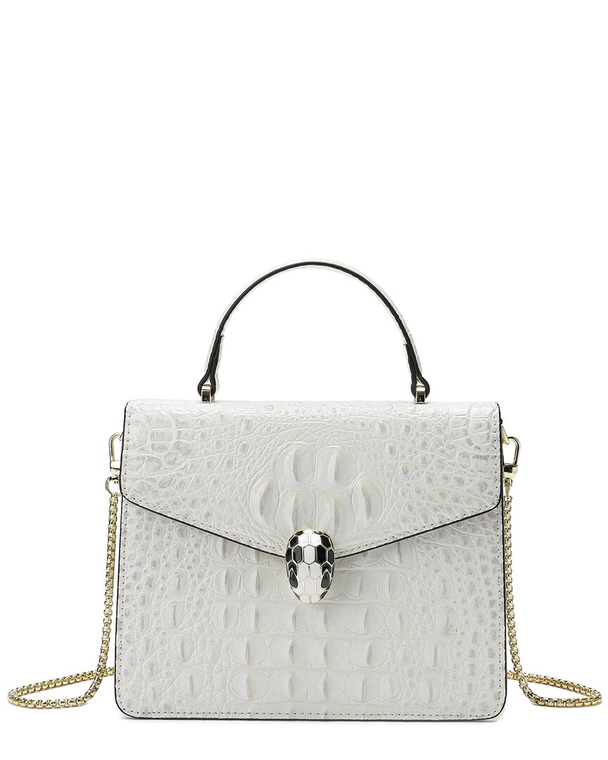 Tiffany & Fred Alligator-embossed Leather Top Handle Crossbody In Neutral