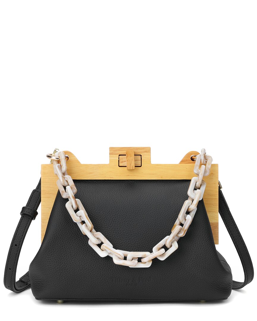 Tiffany & Fred Paris Full-grain Leather & Real Wood Frame Shoulder Bag