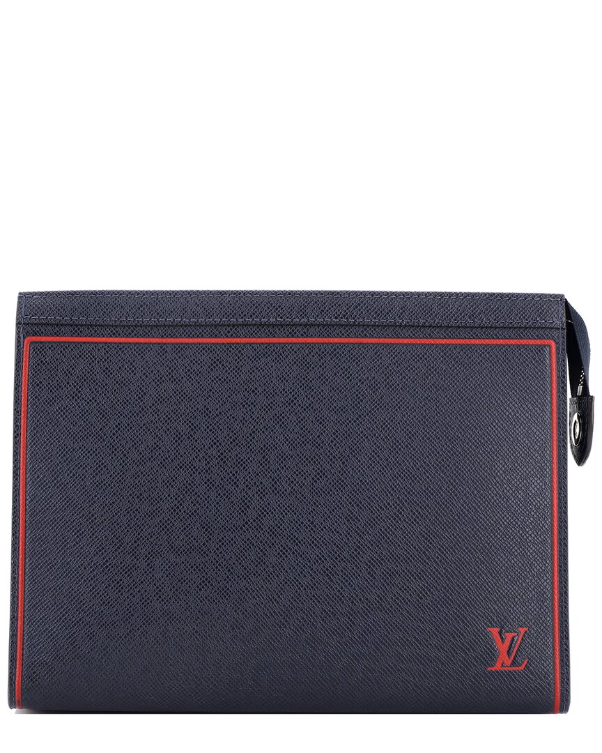 LOUIS VUITTON Pre-owned Blue Taiga Leather Pochette Voyage Mm (authentic Pre-loved)