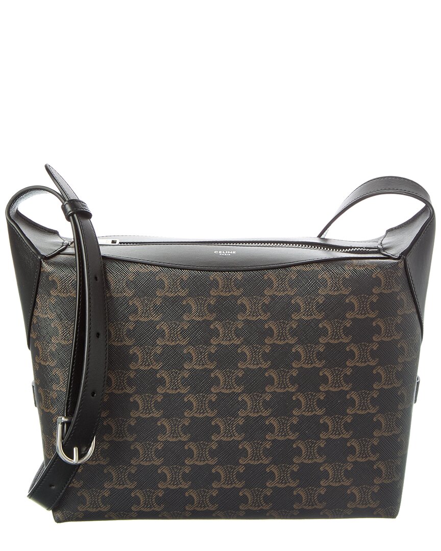 Celine Harry Triomphe Canvas & Leather Crossbody In Black