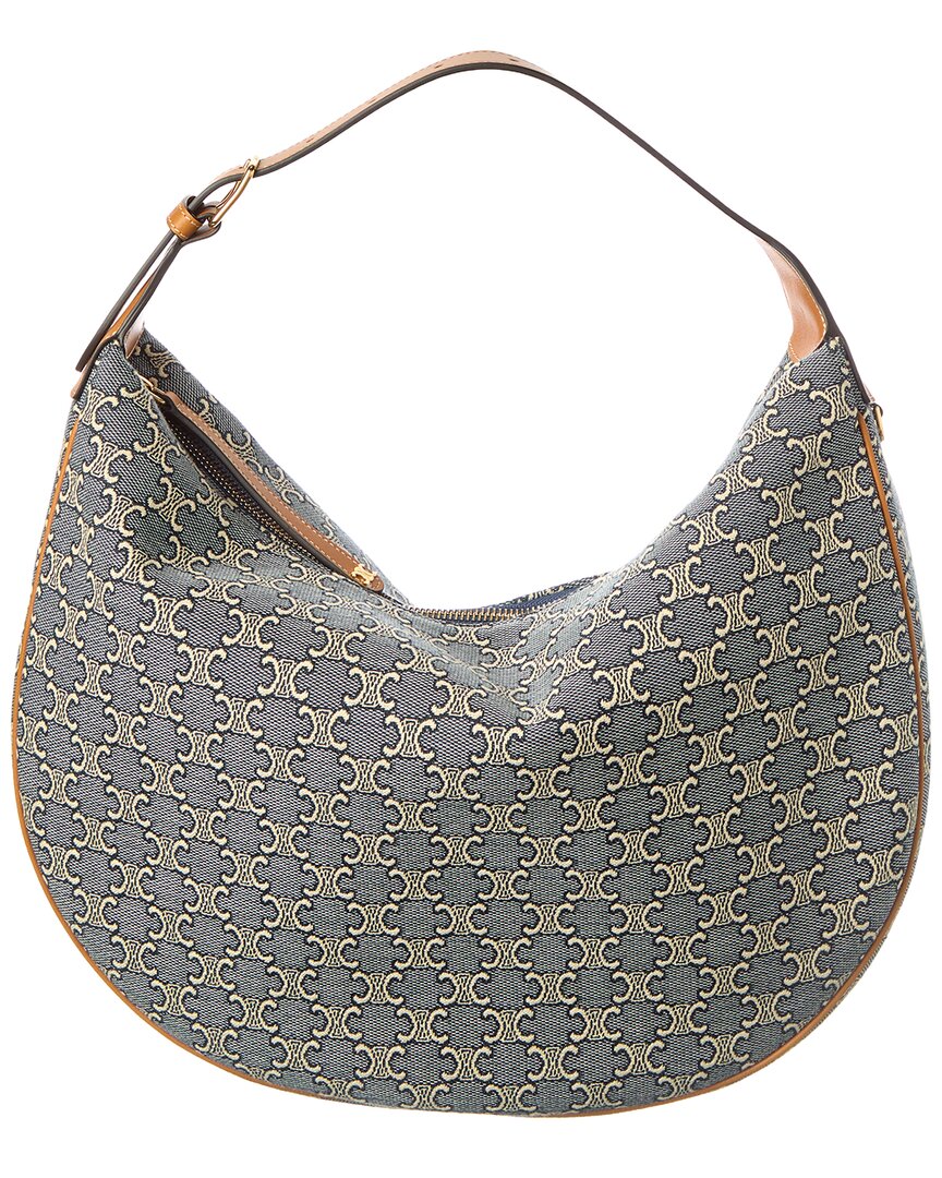 Celine Logo Shoulder Bag In Blue
