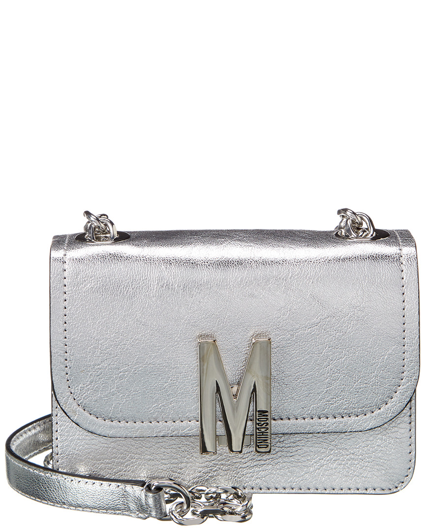 Image of Moschino M Logo Leather Shoulder Bag