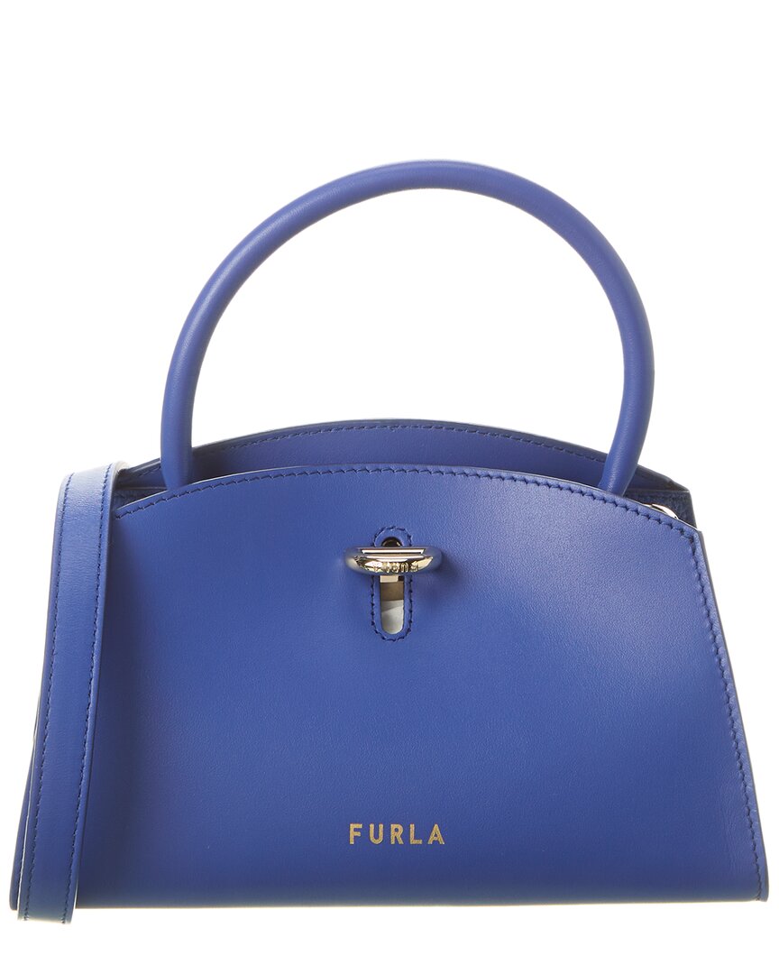 Shop Furla Genesi Mini Leather Tote In Blue