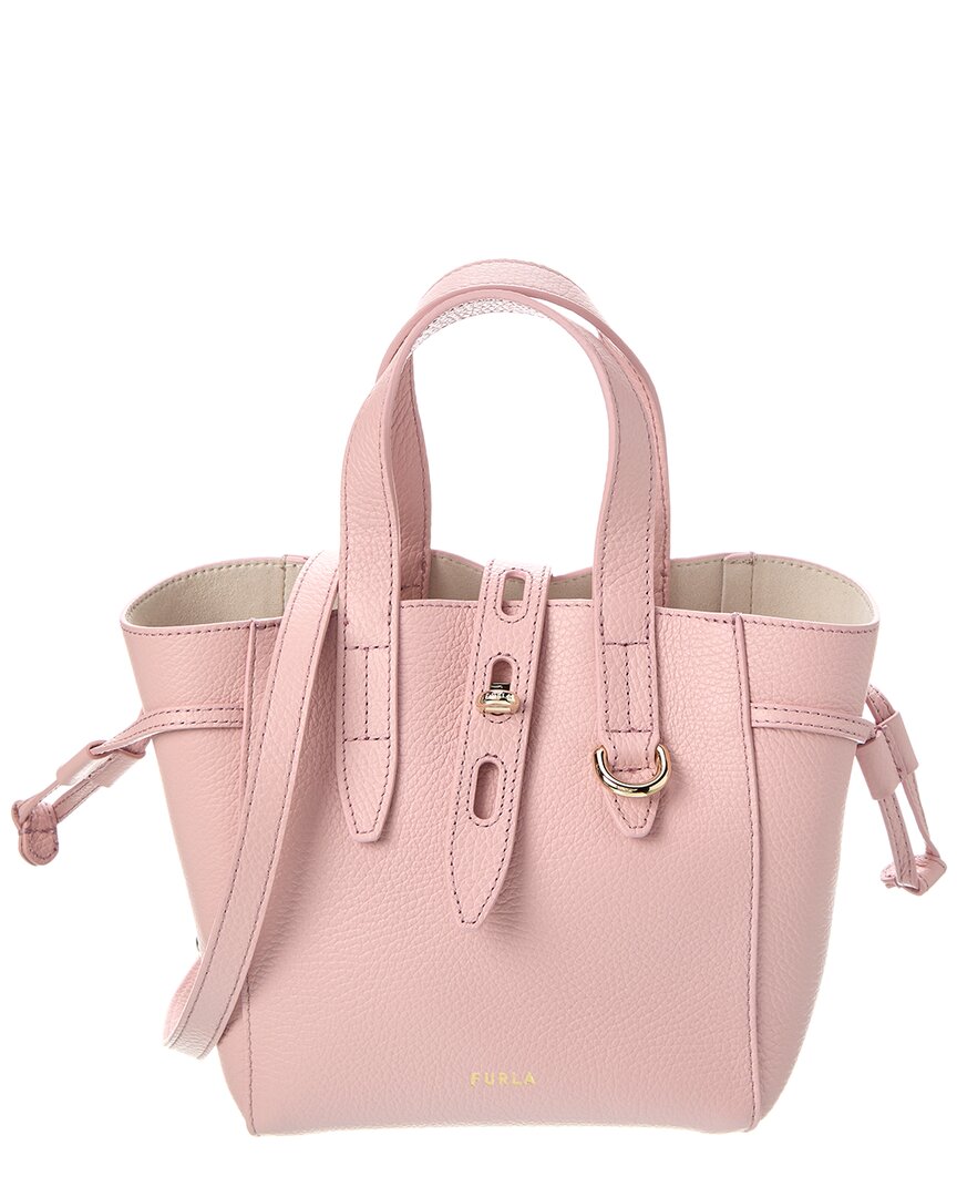 Furla Net Leather Tote Bag In Pink