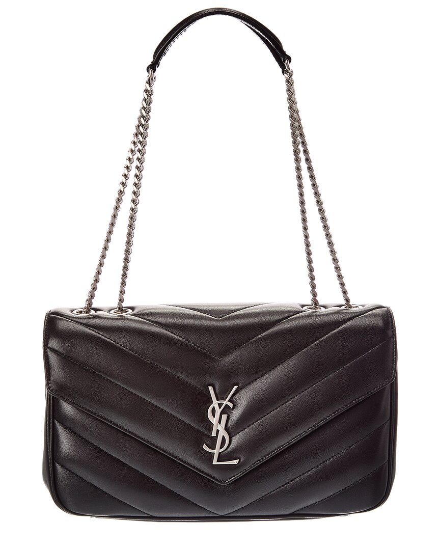 Saint Laurent Loulou Medium Leather Shoulder Bag In Black