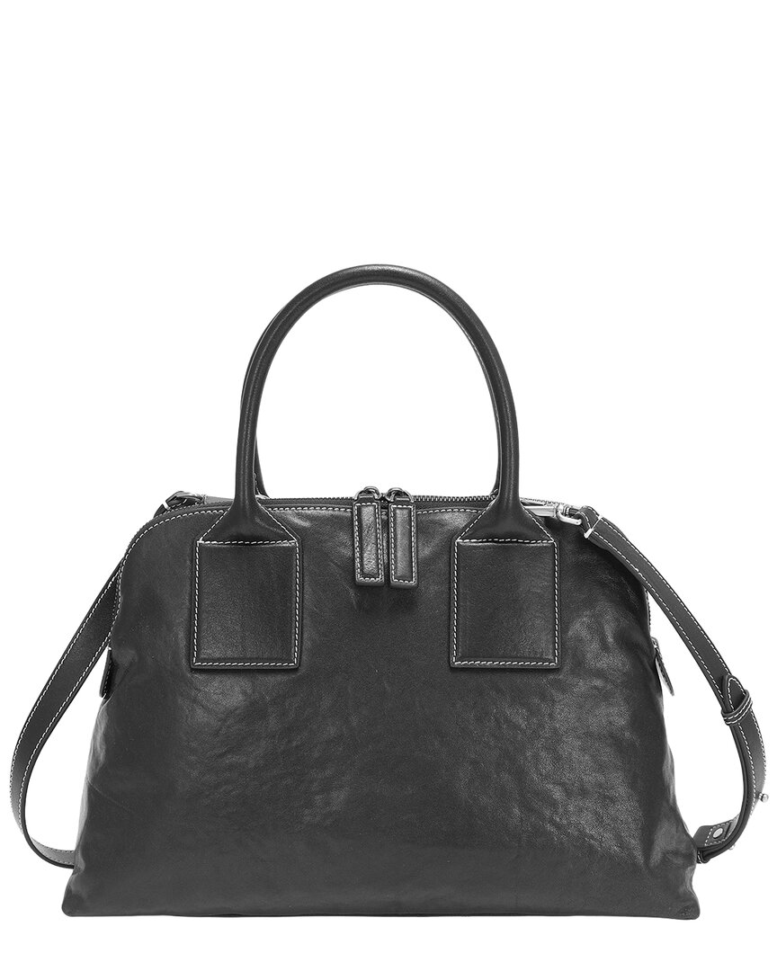 Tiffany & Fred Paris Classic Leather Dome Satchel In Black