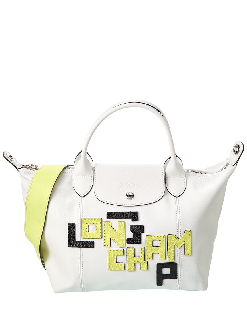 Longchamp Le Pliage Cuir Lgp Small Leather Short Handle Tote In White
