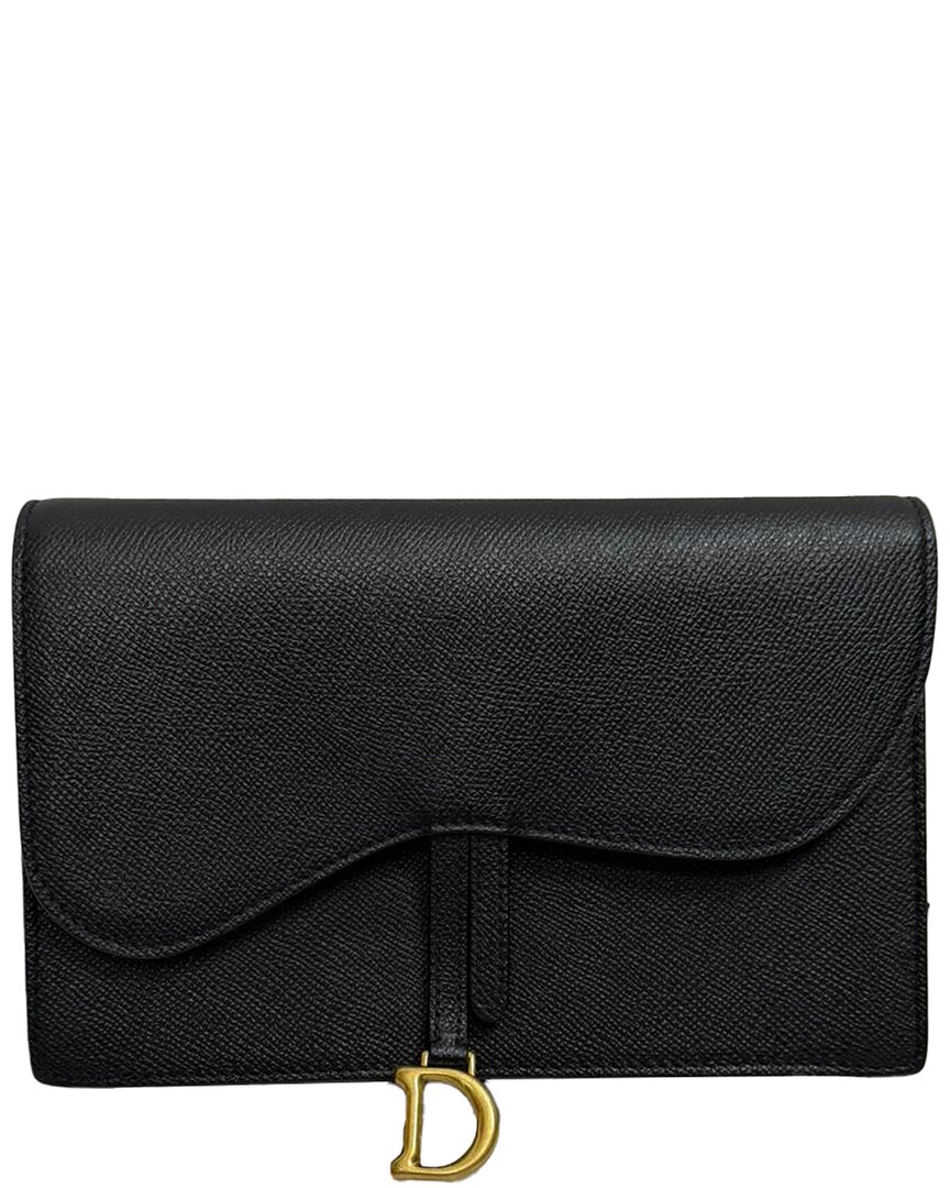 Dior Medium Saddle Pouch With Chain (authentic Pre-loved) In Black