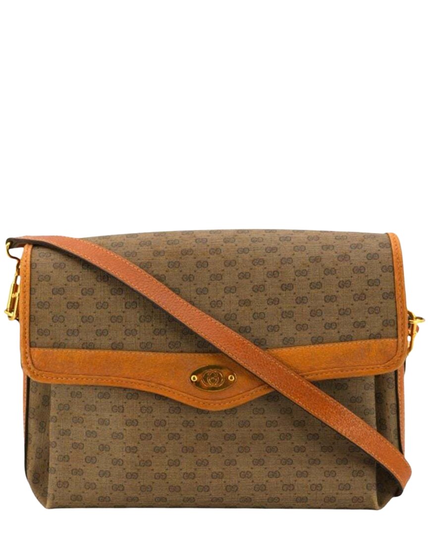 Gucci Vintage Cloth Crossbody Bag Micro Gg (authentic Pre-loved) In Brown