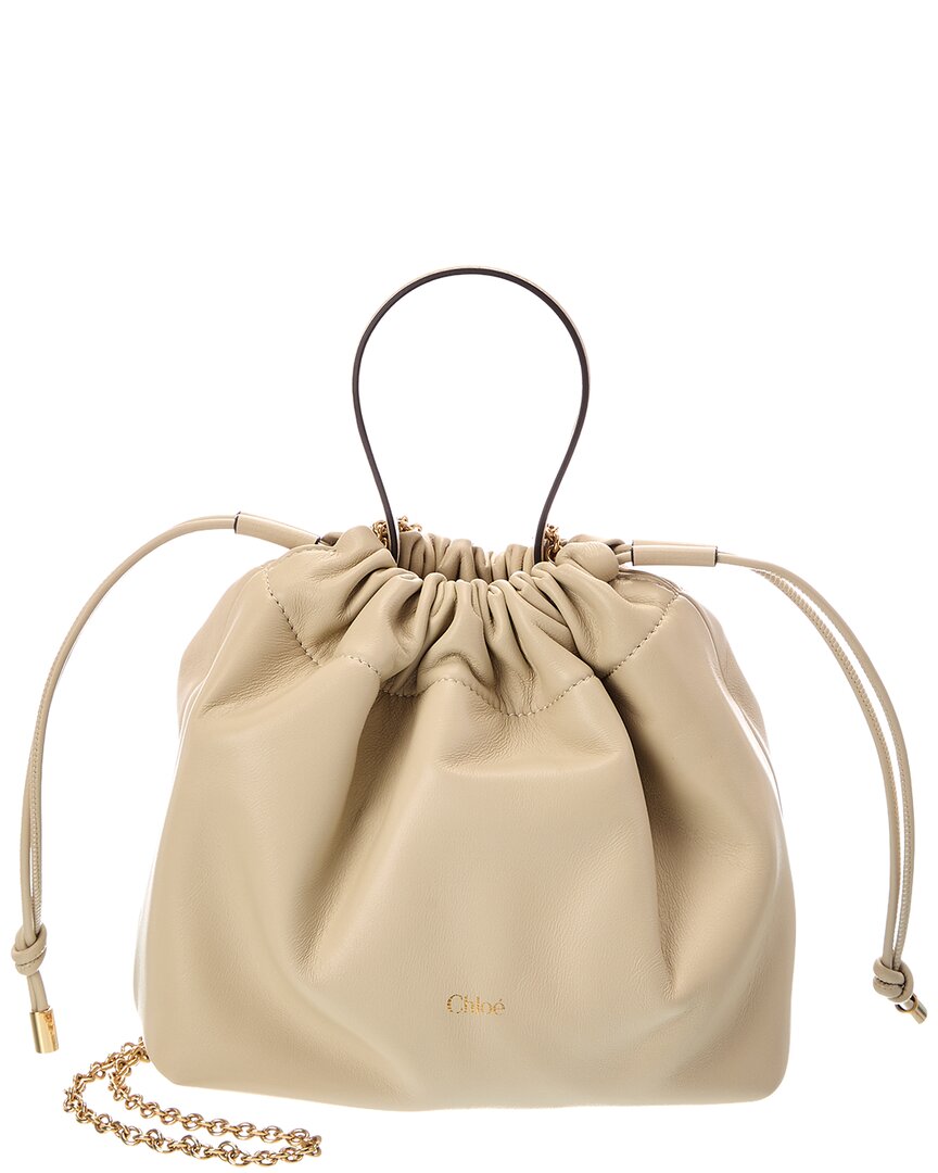 Chloé Icon Mini Leather Shoulder Bag In Beige