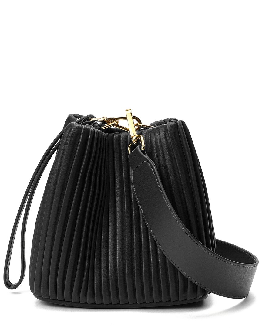 Tiffany & Fred Pleated Leather Shoulder Bag In Black