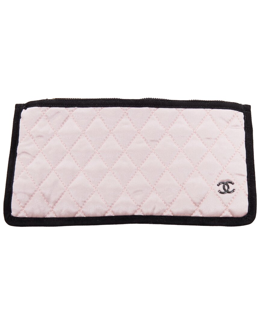 Pre-owned Chanel Silk Cc Embroidery Mask Pouch Set (authentic Pre-loved)