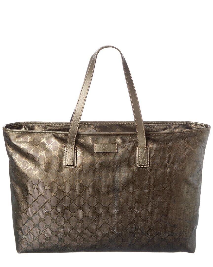 Gucci Champagne Gold Gg Imprime Signature Tote (authentic Pre-loved)