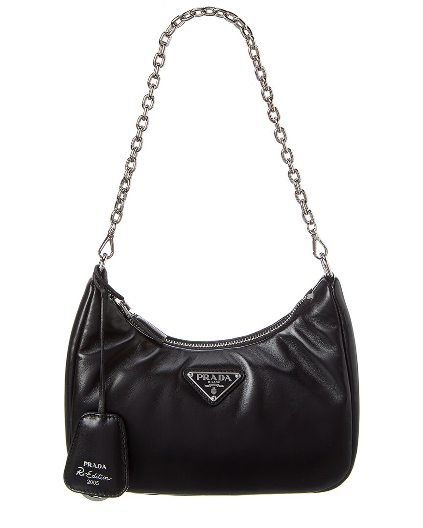Shop Prada Re-edition 2005 Padded Leather Shoulder Bag In Black
