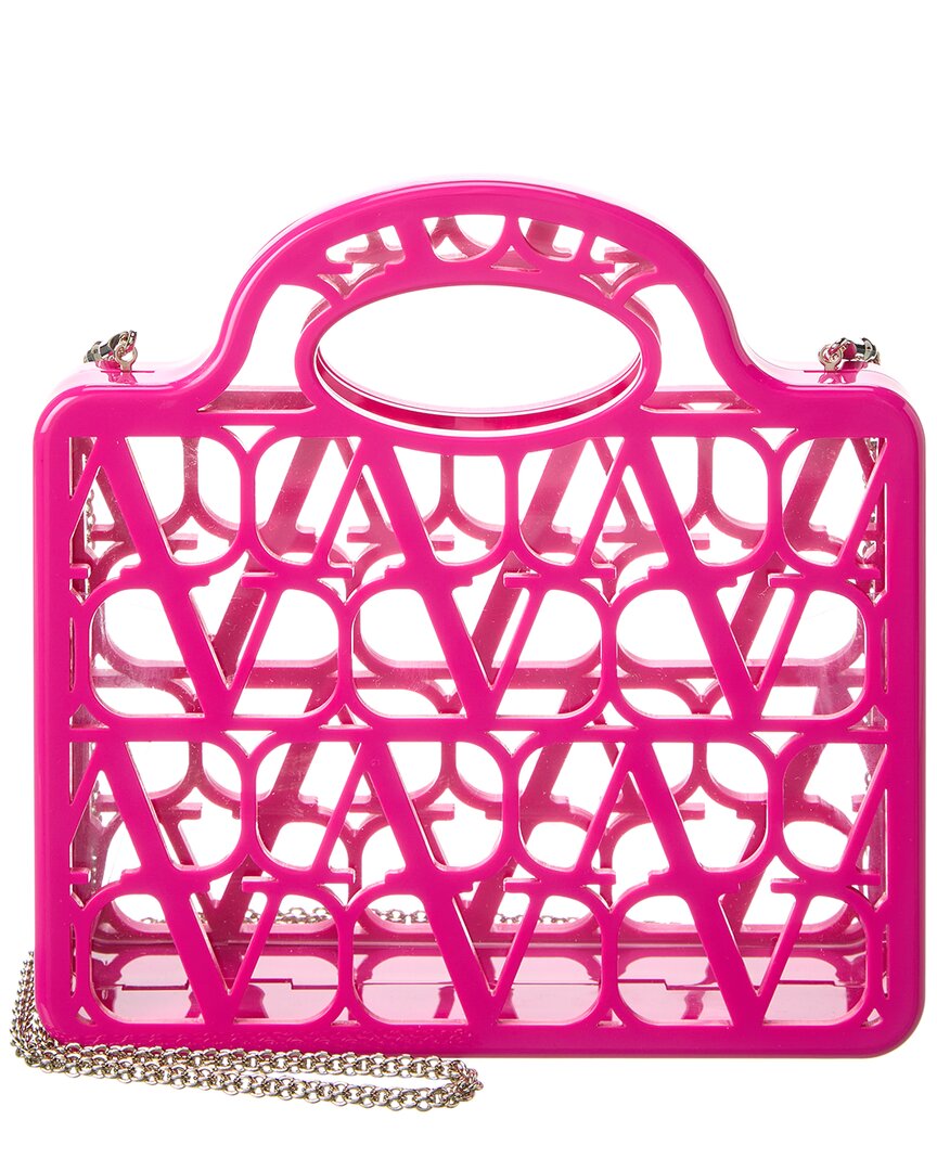 Shop Valentino Vlogo Acrylic Shoulder Bag In Pink