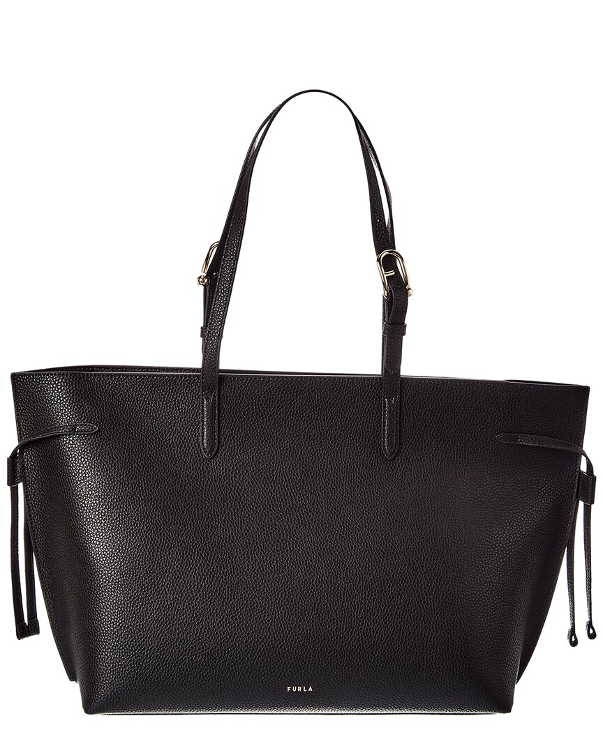 Furla Ava Leather Tote In Black