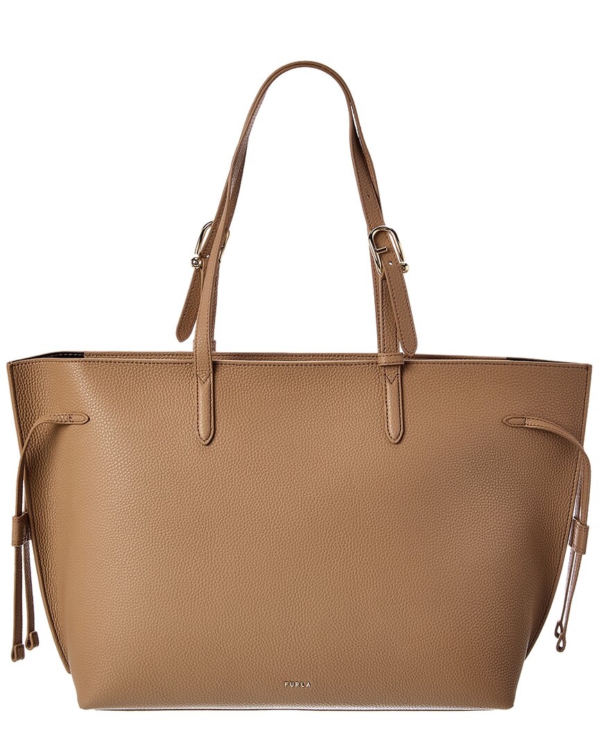 Furla Ava Leather Tote In Brown
