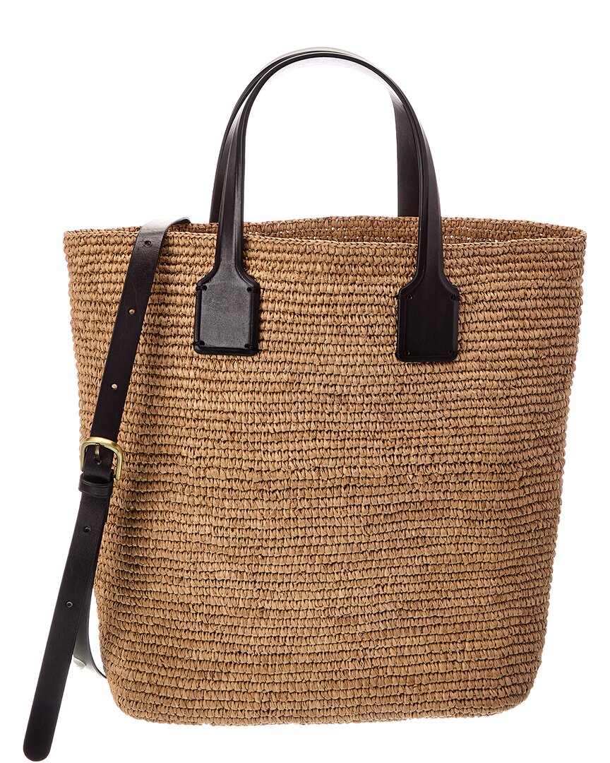 Dragon Diffusion Sacha Straw & Leather Tote In Brown