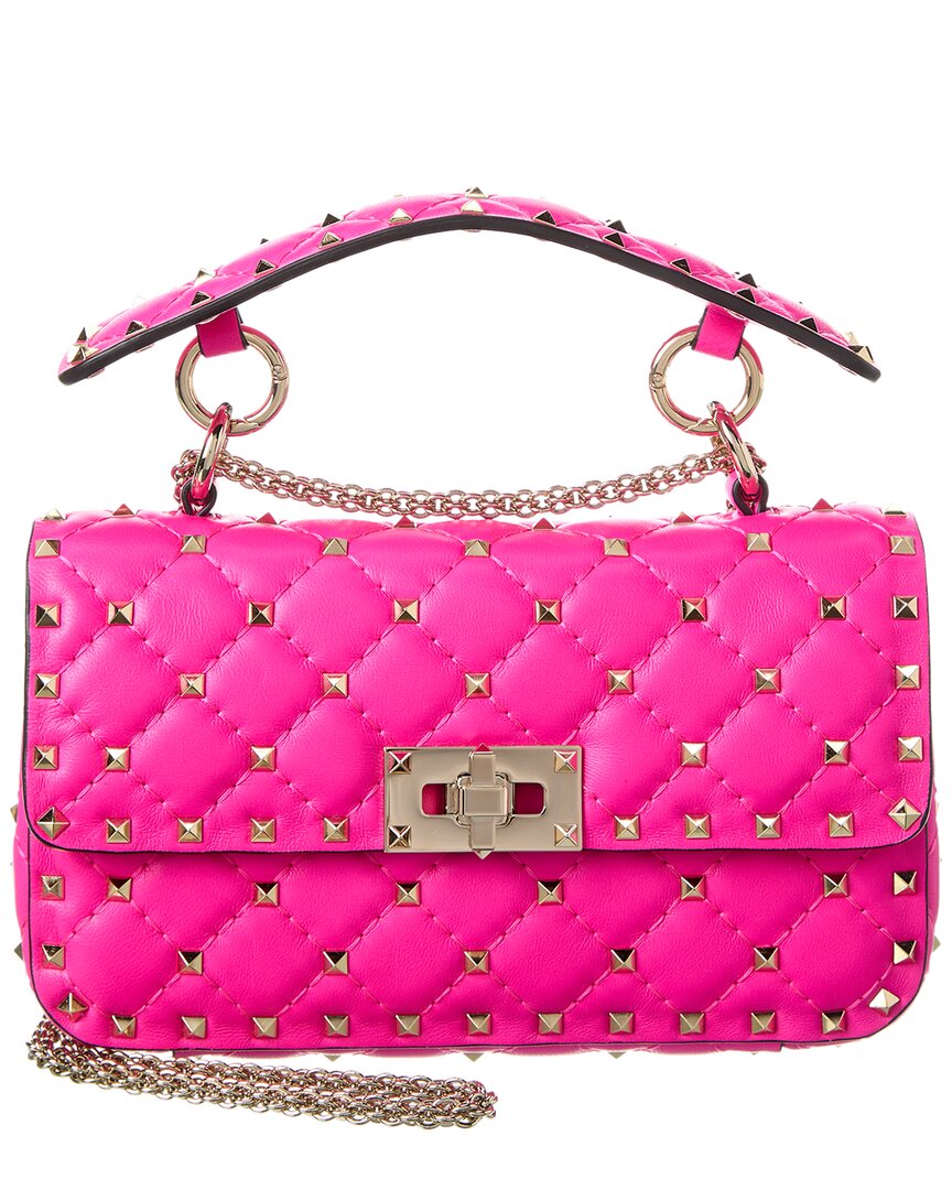 Rockstud Spike Small Leather Shoulder Bag in Pink - Valentino Garavani