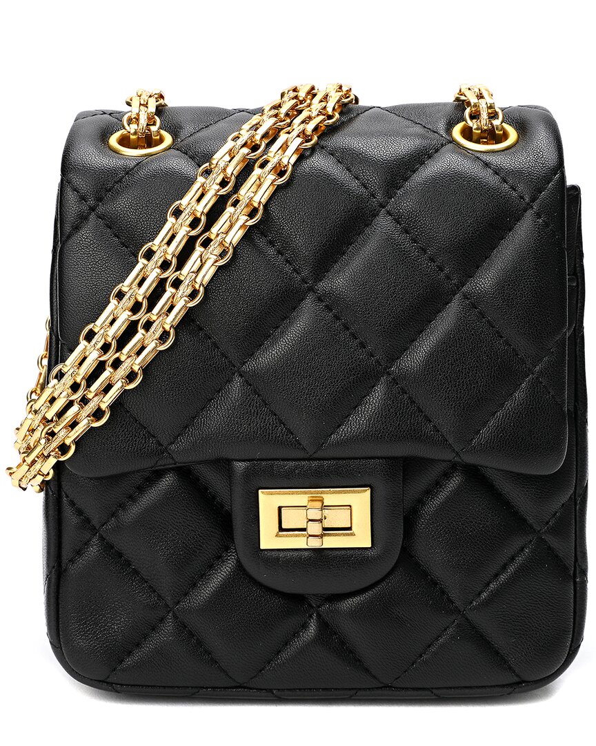 Shop Tiffany & Fred Paris Quilted Sheepskin Leather Crossbody In Black