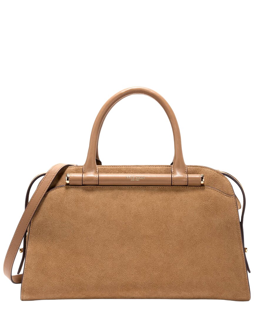 Cole Haan Catherine Medium Suede Satchel In Beige