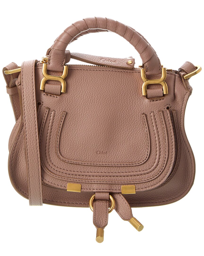Marcie Small Leather Tote Bag in Pink - Chloe