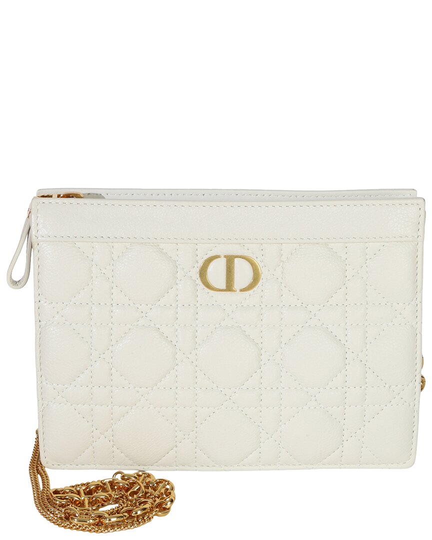 Dior White Leather Cannage Caro Every  Pouch (authentic Pre-loved)