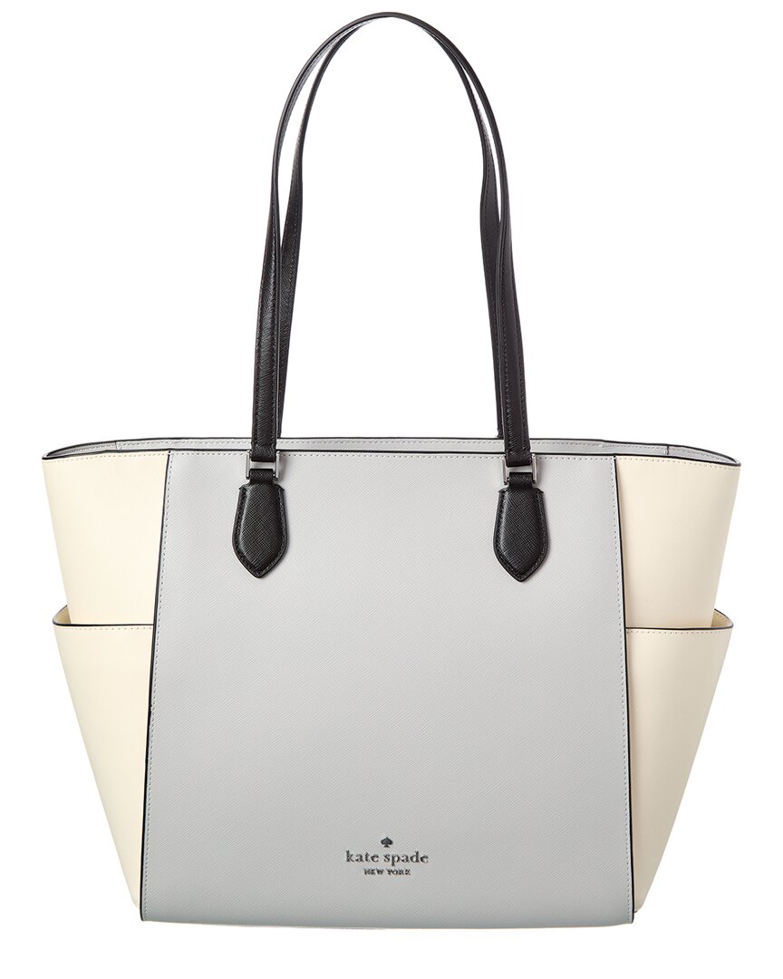 Kate Spade New York Madison Colorblocked Saffiano Leather Laptop Tote In Gray