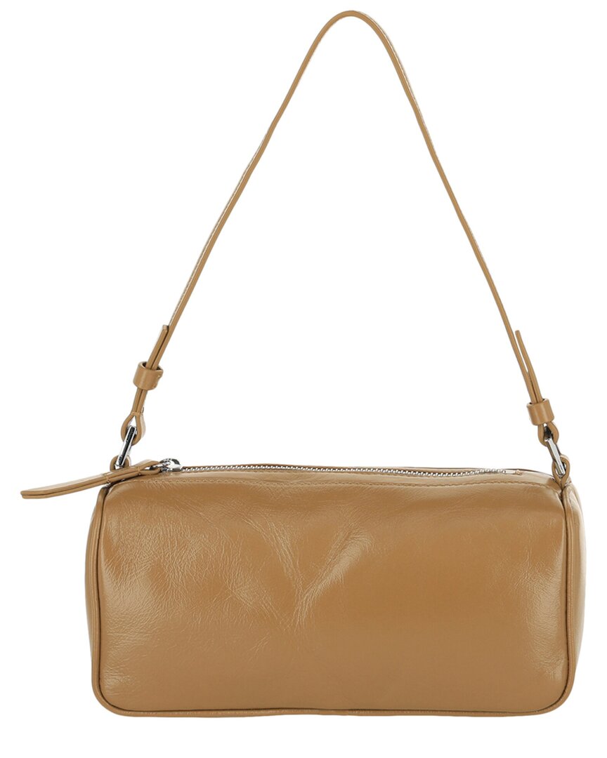 By Far Eva Creased Leather Shoulder Bag In Brown