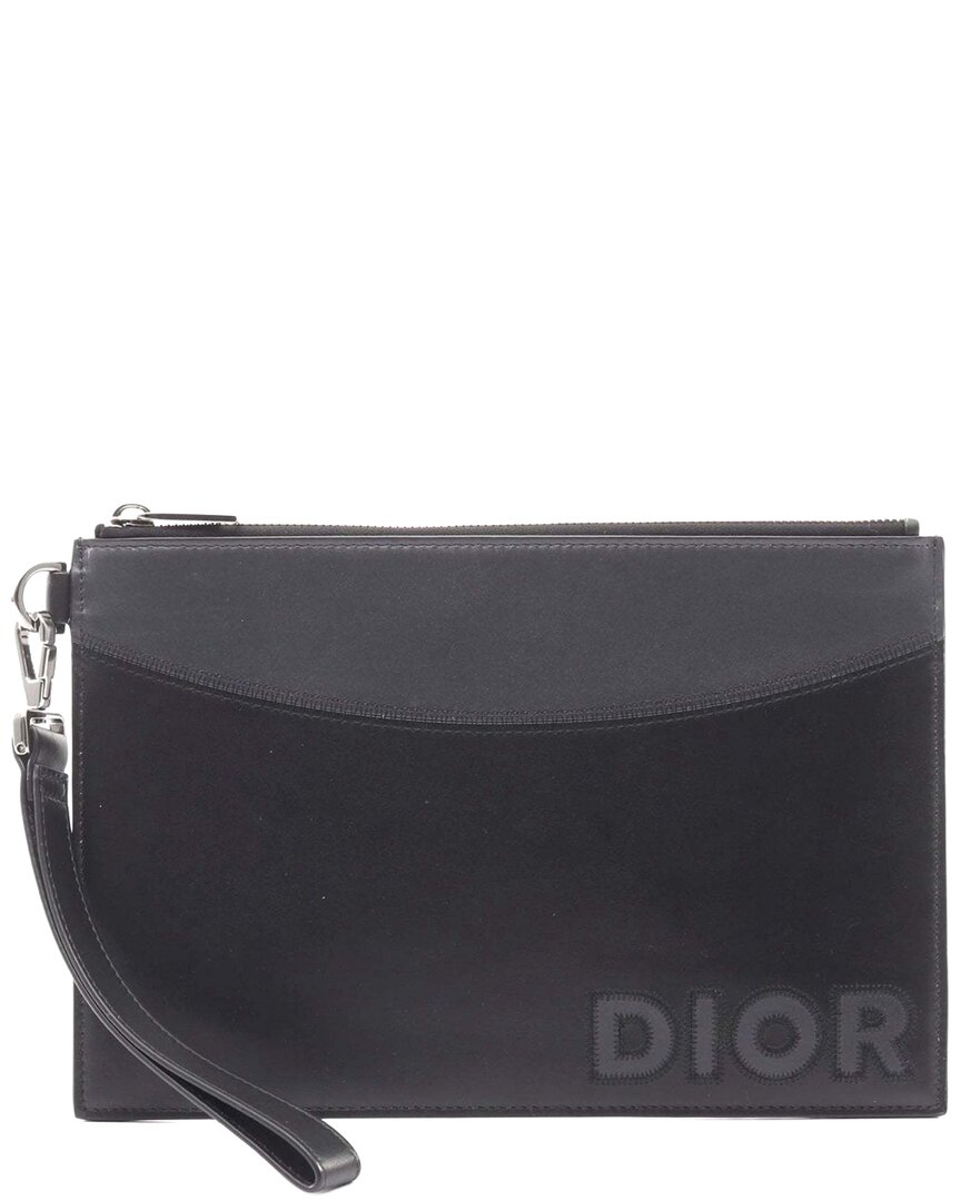Dior Clutch Bag Black/grey (authentic Pre-loved) In Purple