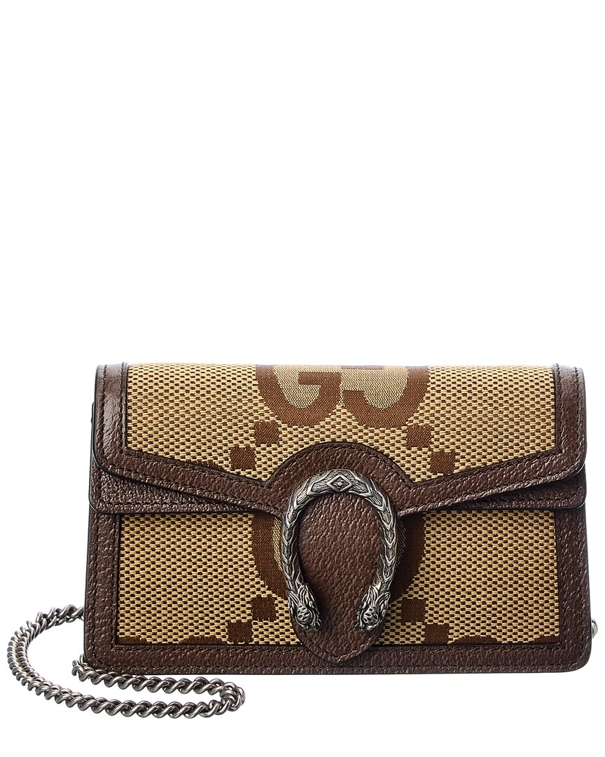 Brown Jumbo GG mini canvas and leather tote bag, Gucci