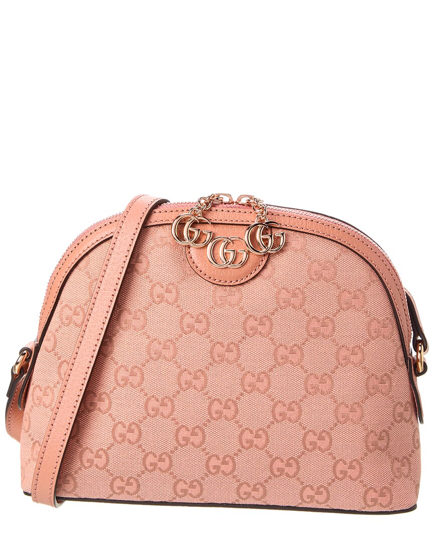 Gucci Ophidia Small Gg Canvas & Leather Shoulder Bag In Pink